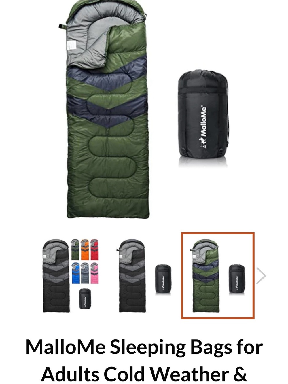 Green/Gray Outdoor Sleeping Bag with Compression Sack